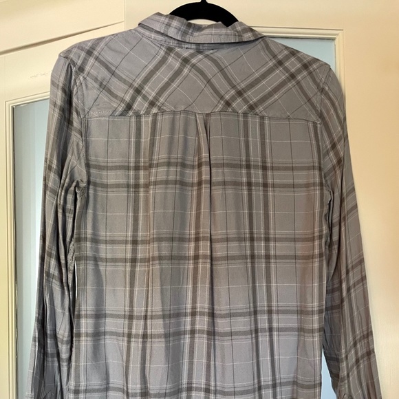 Paige Plaid Flannel Shirt DUSKY BLUE/WHITE/GRAY/BLACK size S - Picture 3 of 7